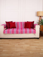 Maroon Jacquard 2-Seater Sofa Cover